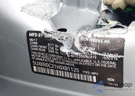 2017 BMW X5 xDrive35I из США, поврежденный, VIN 5UXKR0C31H0X81125